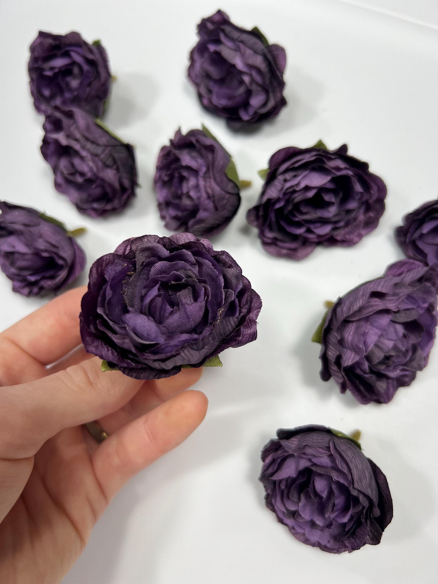 Purple Flower Head 1.5 “ Wedding Dark Purple Flower Heads Rose Deep Purple Wedding Craft Supplies Plum Artificial Rose Head Dark Purple