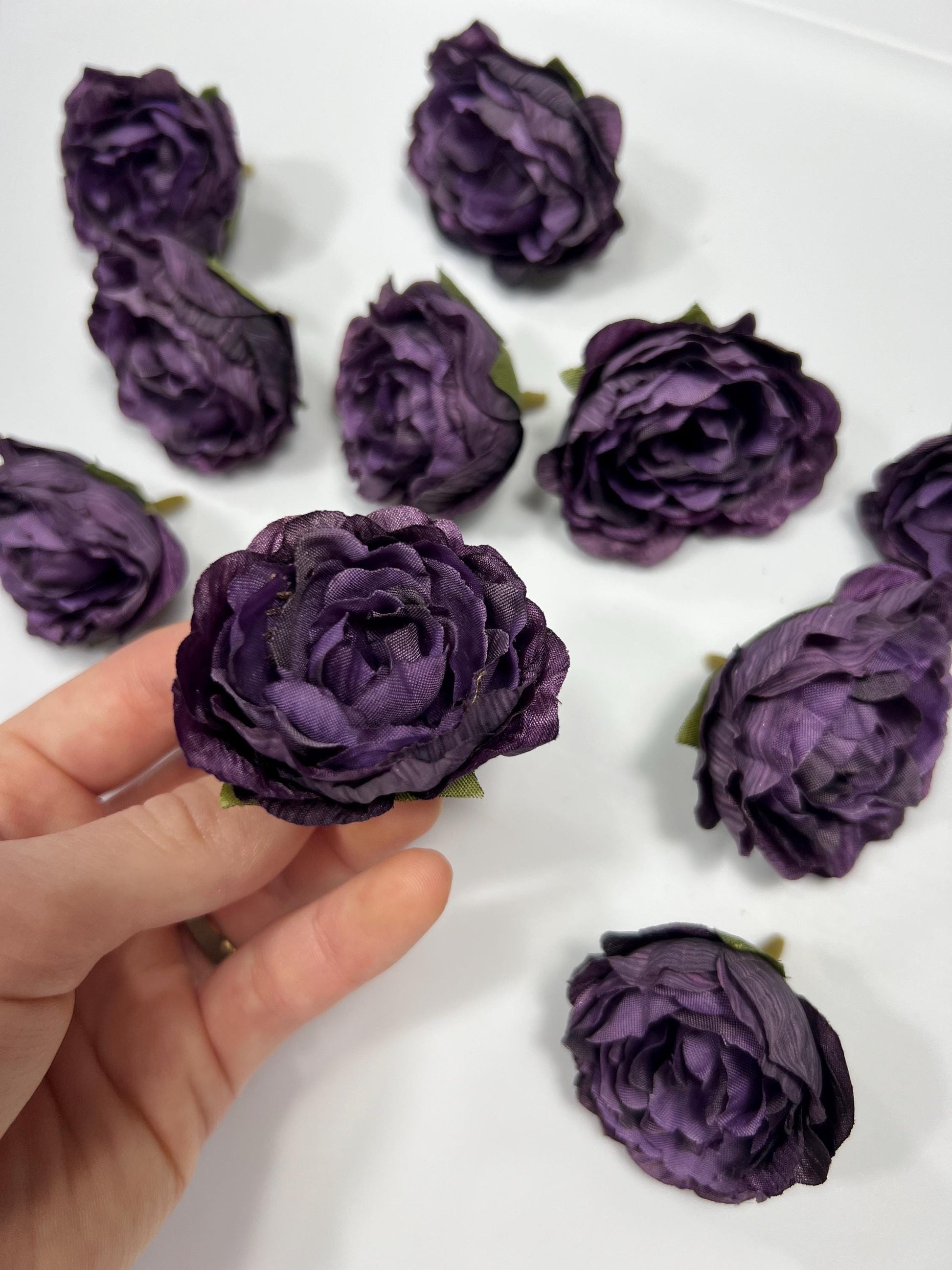 Purple Flower Head 1.5 “ Wedding Dark Purple Flower Heads Rose Deep Purple Wedding Craft Supplies Plum Artificial Rose Head Dark Purple