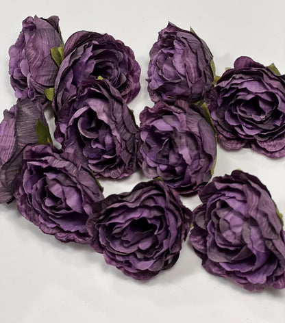 Purple Flower Head 1.5 “ Wedding Dark Purple Flower Heads Rose Deep Purple Wedding Craft Supplies Plum Artificial Rose Head Dark Purple