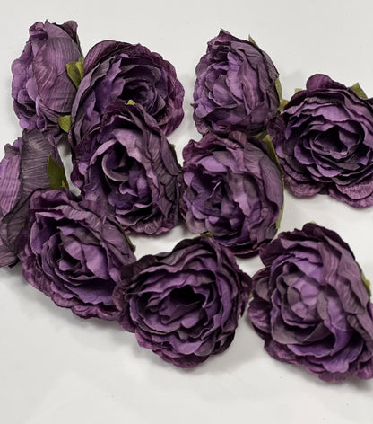 Purple Flower Head 1.5 “ Wedding Dark Purple Flower Heads Rose Deep Purple Wedding Craft Supplies Plum Artificial Rose Head Dark Purple