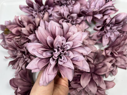 Purple Flower Heads 4“ Wedding Dark Purple Flower Heads Dahlia Deep Purple Wedding Craft Supplies Violet Artificial Dahlia Heads Dark Purple