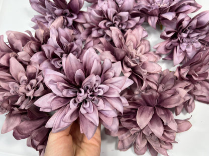 Purple Flower Heads 4“ Wedding Dark Purple Flower Heads Dahlia Deep Purple Wedding Craft Supplies Violet Artificial Dahlia Heads Dark Purple