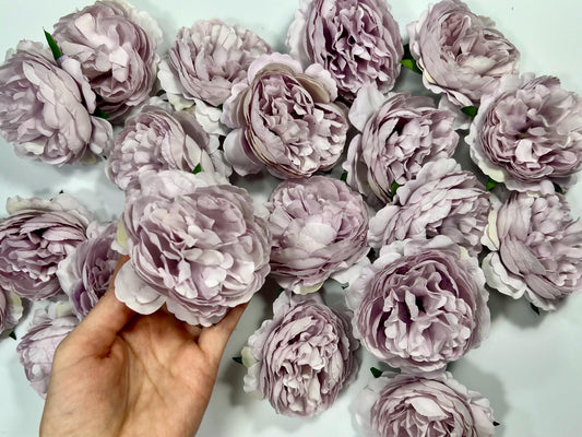Purple Flower Heads 3” Wedding Purple Artificial Flower Head Lavender Peonies Wedding Supplies Craft Lilac Flowers Silk Violet Flower Heads