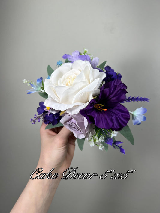 Purple Cake Decoration Wedding Topper White Purple Flower Decor Cake Arrangements Plum Cake Decoration Lavender Flower Violet Cake Decor