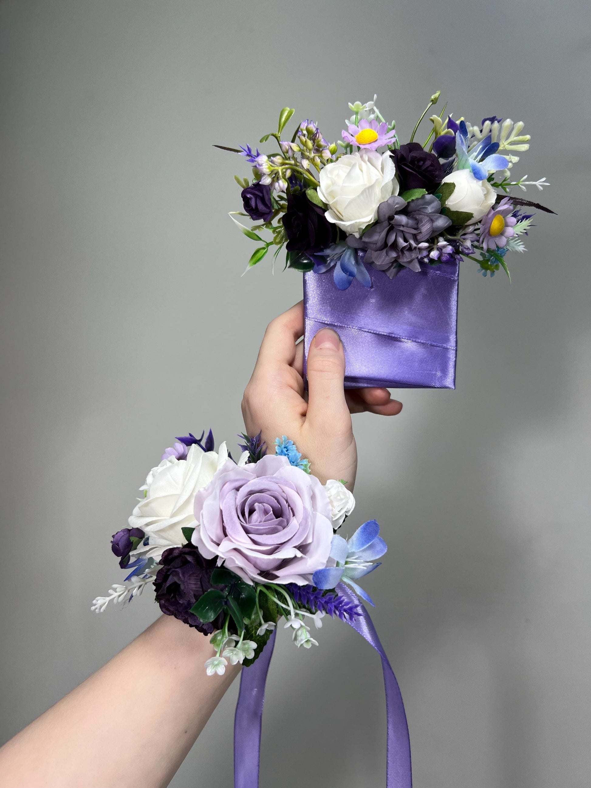 Violet Pocket Boutonniere Wedding Purple Groom White Lilac Boutonnières Groomsmen Square Boutonnière Plum Pocket Lavender Artificial Flower