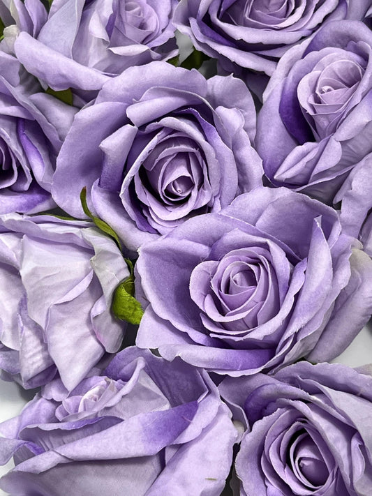 Violet Rose Head 3.5” Wedding Artificial Purple Flower Head Heads Lavender Craft Supplies Wedding Lilac Rose Head Home Decor Royal Purple