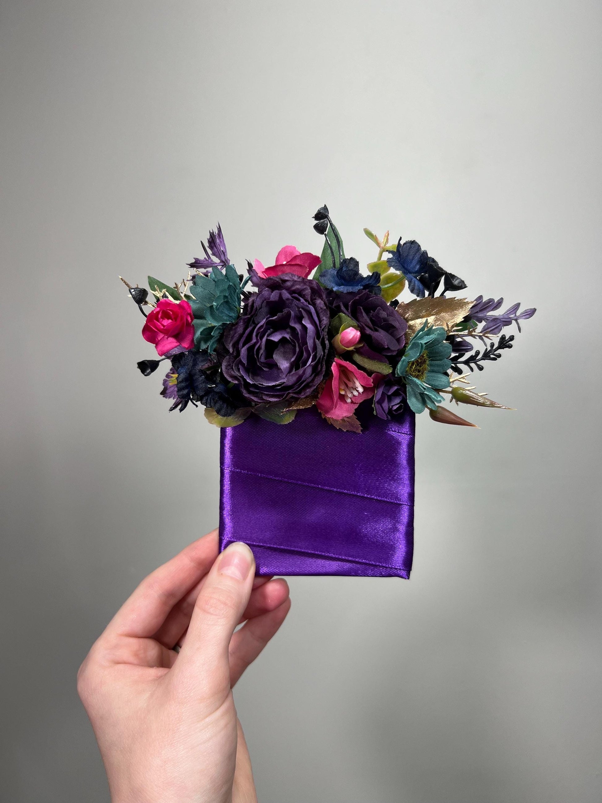 Jewel Tone Corsage Wedding Teal Navy Blue Wrist Cosage Plum Magenta Corsage Bridesmaids Purple Dark Teal Fuchsia Corsage Prom Dark Blue