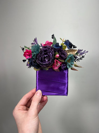 Jewel Tone Corsage Wedding Teal Navy Blue Wrist Cosage Plum Magenta Corsage Bridesmaids Purple Dark Teal Fuchsia Corsage Prom Dark Blue