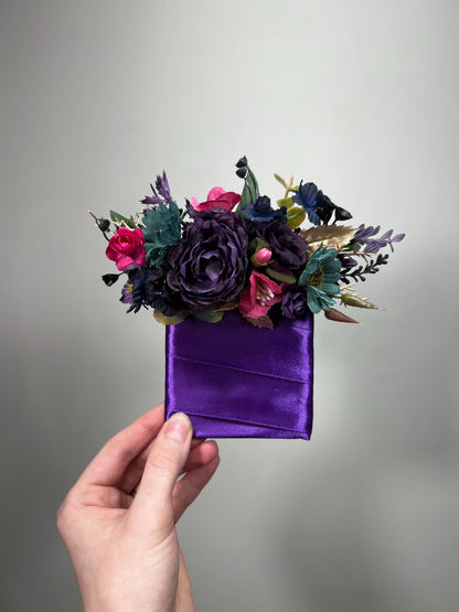 Jewel Tone Pocket Boutonniere Wedding Purple Boutonnière Square Teal Groomsmen Pocket Boutonniere Plum Magenta Pocket Boutonnière Navy Blue