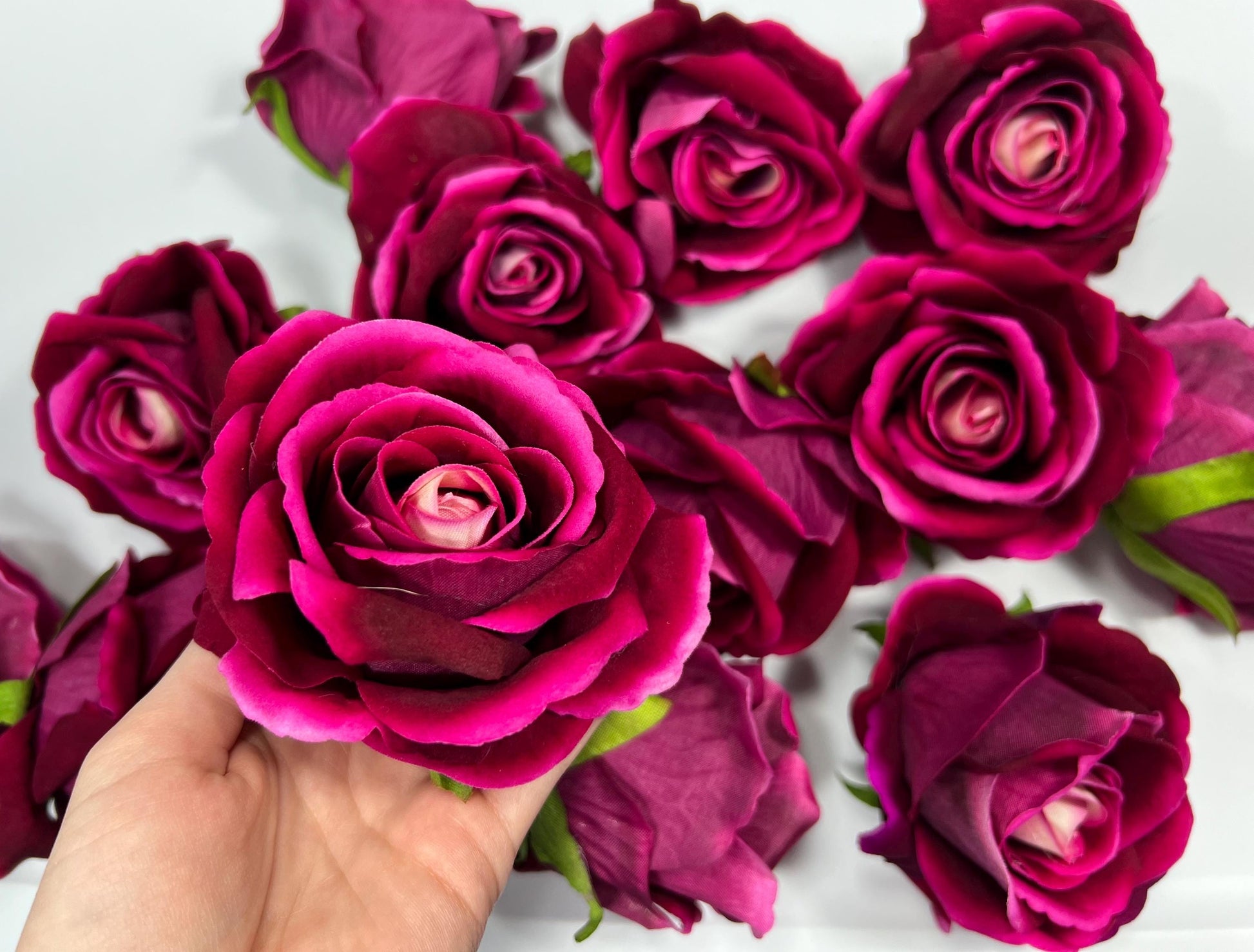 Magenta Rose Heads 3” Wedding Hot Pink Artificial Flowers Wedding Deep Fuchsia Rose Head Silk Home Decor Viva Magenta Flower Head Artificial