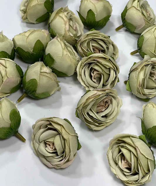 Sage Green Flower Heads Wedding Artificial Flower Sage Green Flower Head 1.5” Wedding Supplies Craft Sage Green Artificial Head Silk Rose