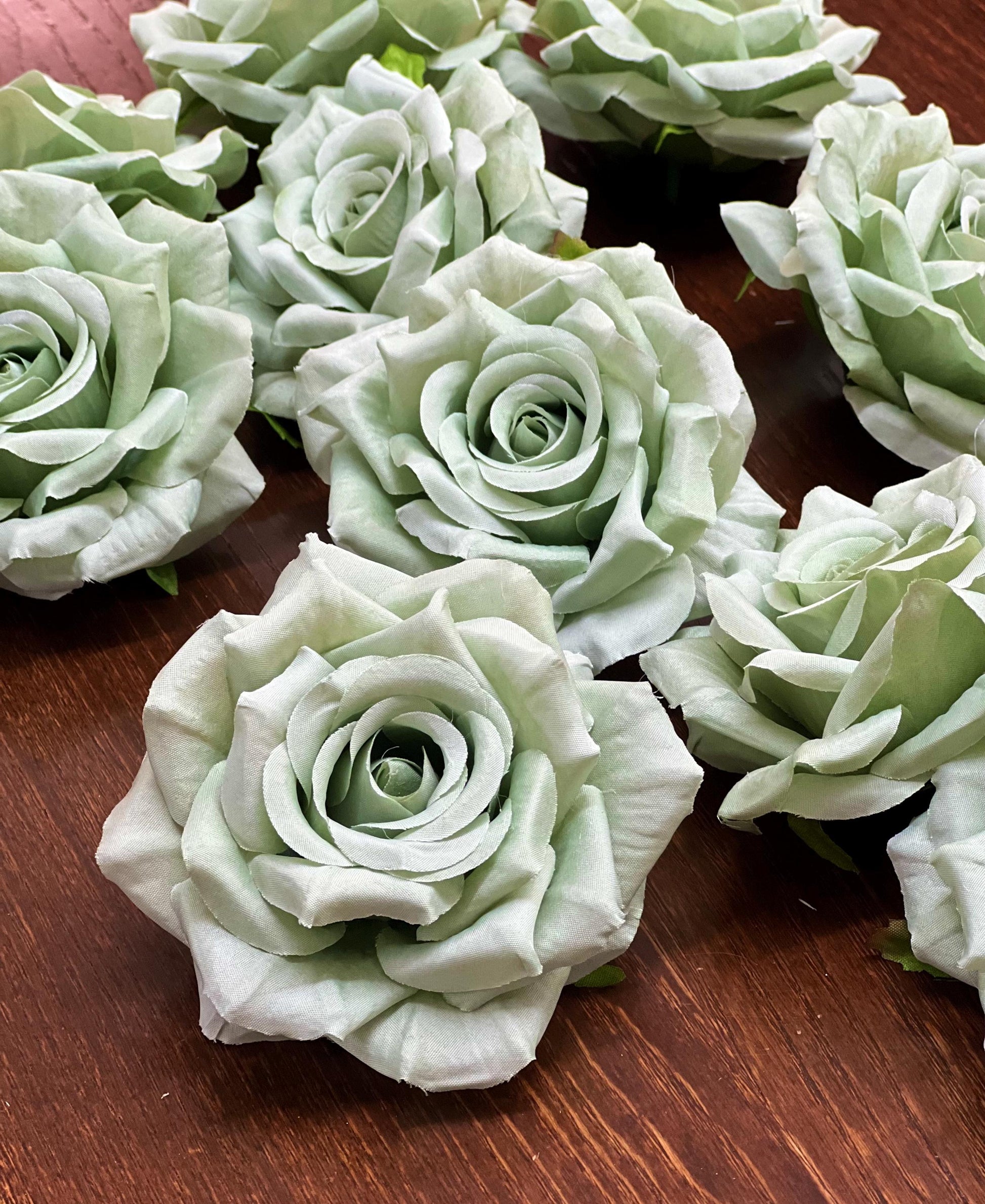 Sage Green Flower Artificial Wedding Sage Green Flower Heads Dusty Sage Roses Wedding Supplies Craft Sage Green Flower Heads Silk Roses Sage