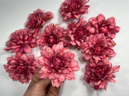 Hot Pink Flower Heads Wedding Fushia Artificial Flower Hot Pink Dahlia Flower Pink Head Craft Supplies Wedding Deep Pink Flower Heads Dahlia