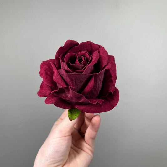 Burgundy Rose Head 3.5” Wedding Artificial Wine Flower Head Heads Burgundy Craft Supplies Wedding Maroon Rose Head Home Decor Burgundy