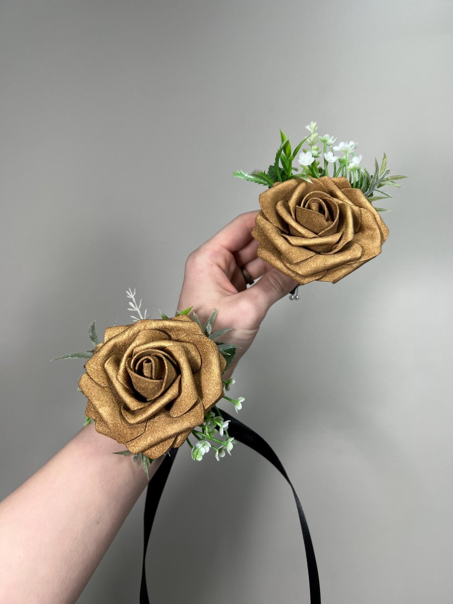 Gold Corsage Wedding Boutonniere Gold Groom Gold Boutonnière Groomsmen Mom Corsage Gold Artificial Flower