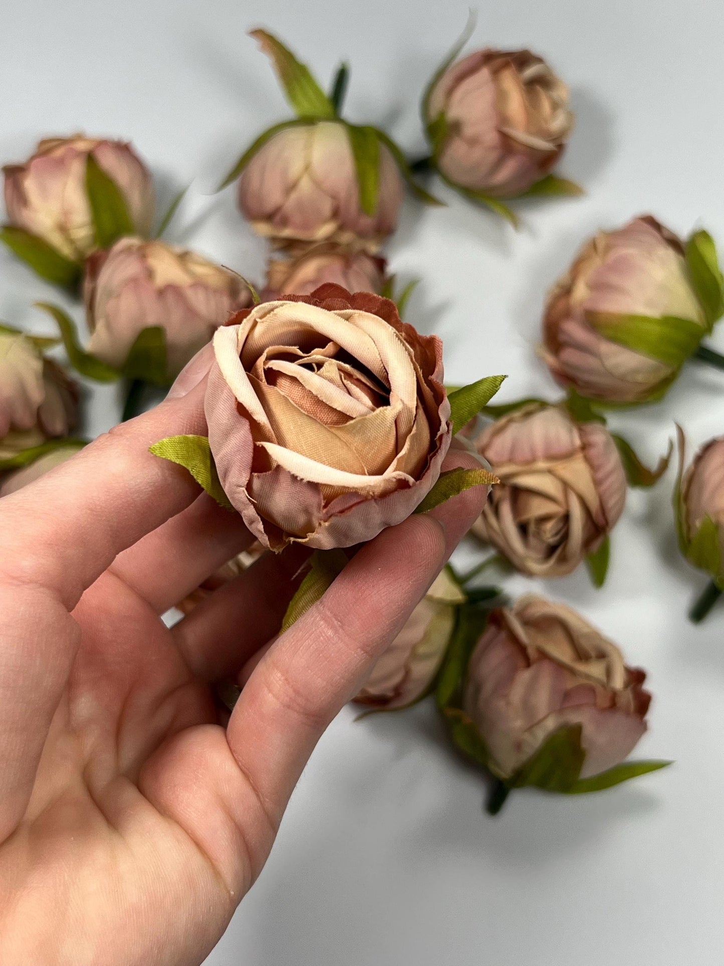 Dusty Rose Flower Head Wedding 1.5” Blush Pink Peony Artificial Flower Cream Taupe Heads Flower Dusty Blush Flower Craft Supplies Wedding