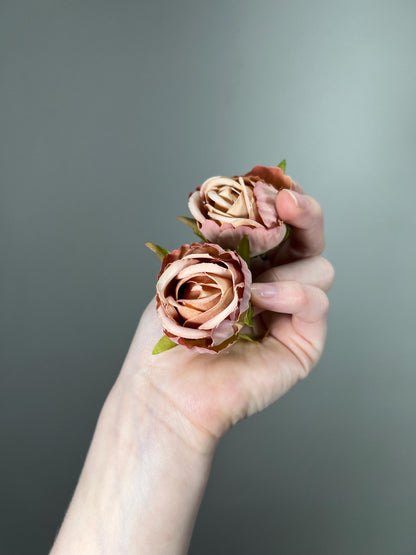 Dusty Rose Flower Head Wedding 1.5” Blush Pink Peony Artificial Flower Cream Taupe Heads Flower Dusty Blush Flower Craft Supplies Wedding