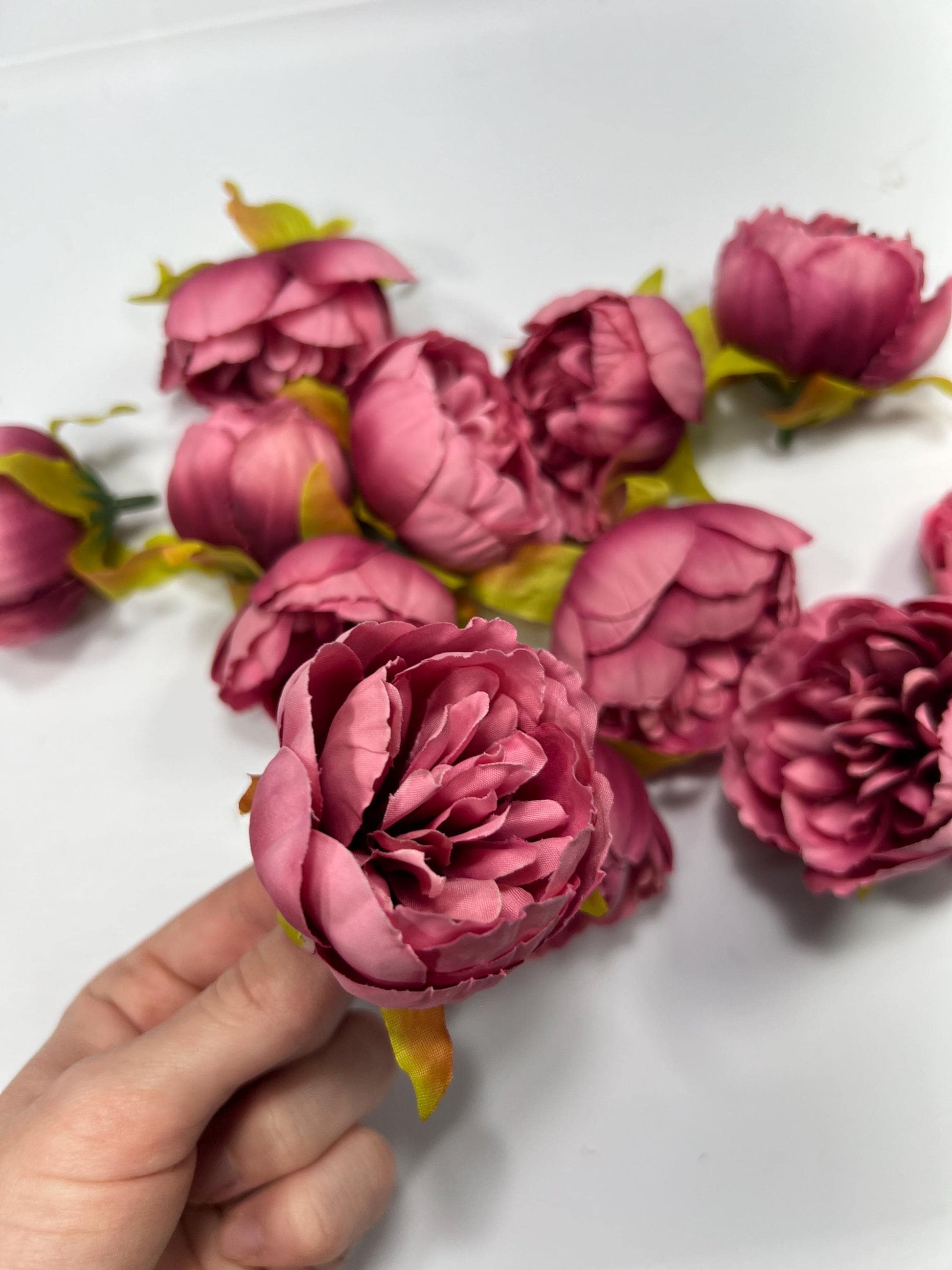 Pink Flower Head Wedding Fushia Artificial Flower Hot Pink Peony Flower Mauve Head Maroon Craft Supplies Wedding Dark Pink Flower Head DIY