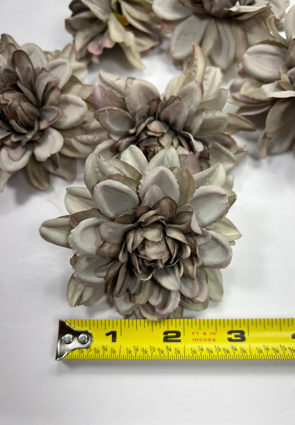 Gray Flower Head Artifical Wedding Gray Flower Heads Dahlia Wedding Craft Supplies Dark Gray Flower Head Faux Dahlia DIY Flower