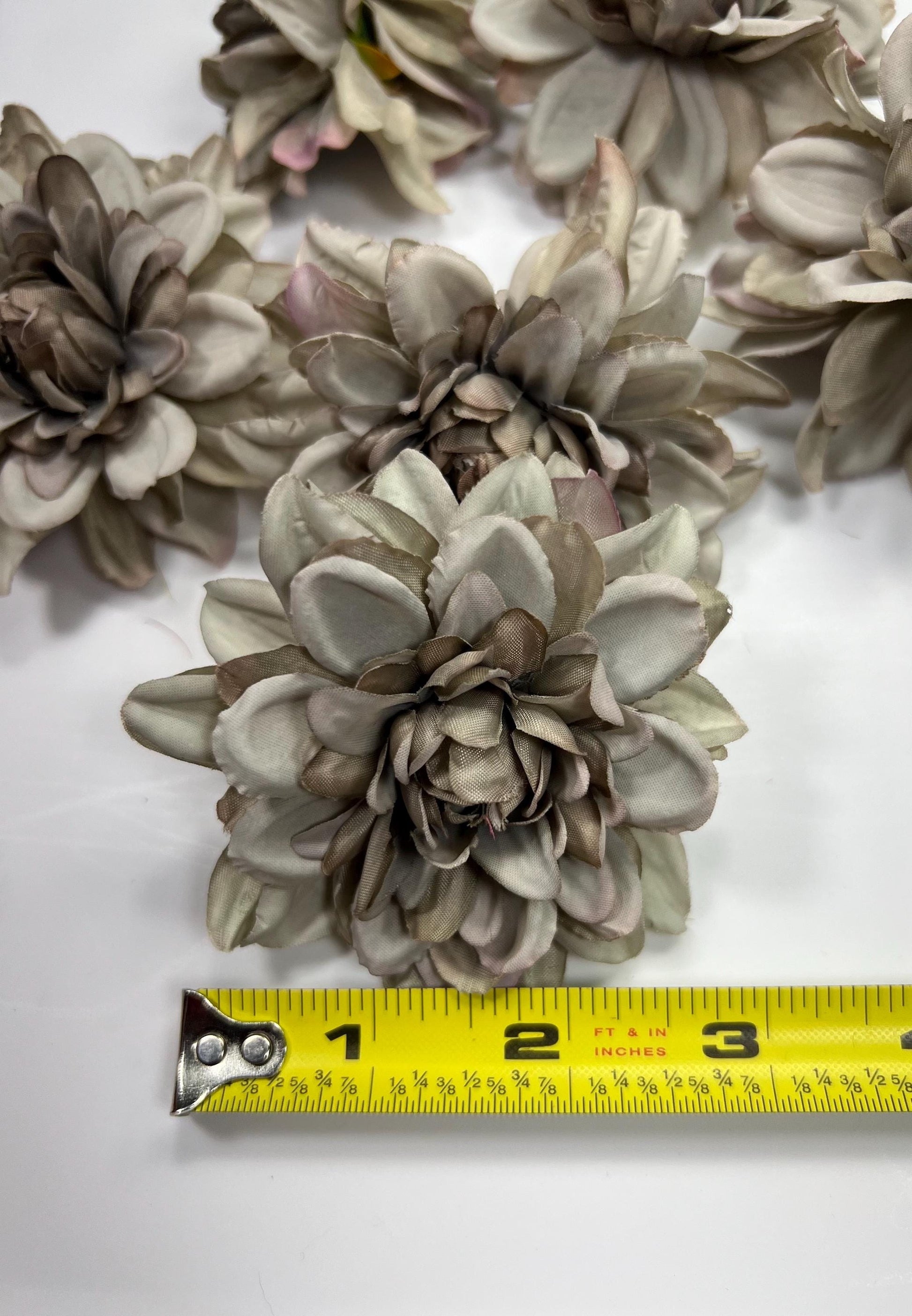Gray Flower Head Artifical Wedding Gray Flower Heads Dahlia Wedding Craft Supplies Dark Gray Flower Head Faux Dahlia DIY Flower