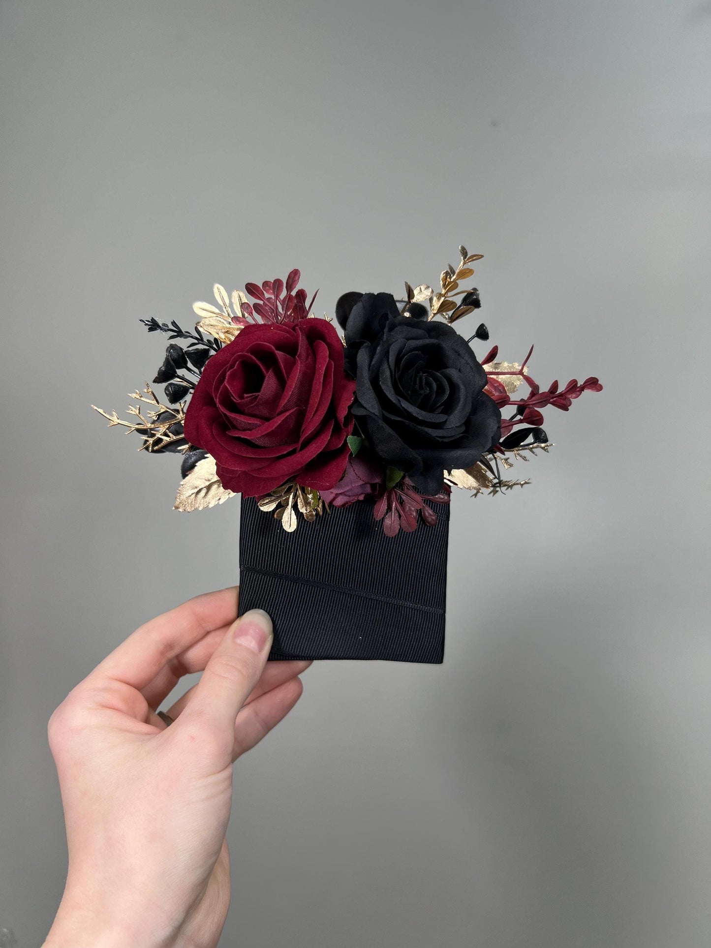 Black Burgundy Pocket Boutonniere Wedding Black Gold Burgundy Square Boutonniere Groom Burgundy Black Gold Pocket Boutonniere Groomsmen