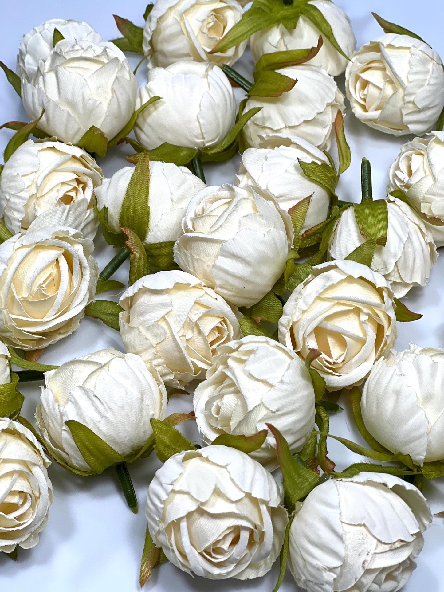 Ivory Flower Head 1.5" Wedding Artificial Flower Ivory Peony Flower Head Wedding Supplies Craft Ivory Peonies Artificial Head Rose DIY Faux