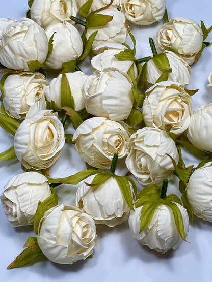 Ivory Flower Head 1.5" Wedding Artificial Flower Ivory Peony Flower Head Wedding Supplies Craft Ivory Peonies Artificial Head Rose DIY Faux