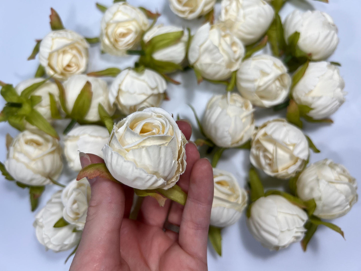 Ivory Flower Head 1.5" Wedding Artificial Flower Ivory Peony Flower Head Wedding Supplies Craft Ivory Peonies Artificial Head Rose DIY Faux