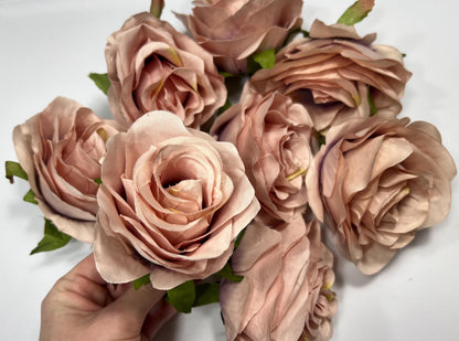 Dusty Rose Flower Head Wedding 3 inch Dusty Rose Artificial Flower Head Craft Supplies Wedding Dusty Rose Faux Flower Heads Dusty Pink