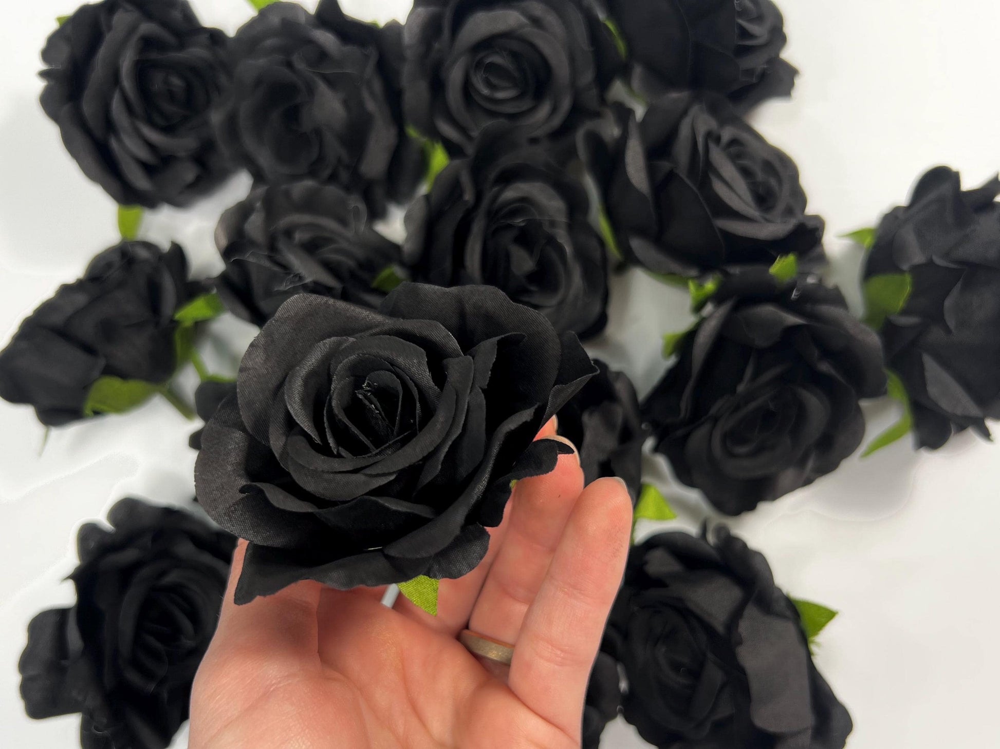 Black Rose Head Artificial 2” Wedding Black Rose Small Flower Heads Black Wedding Supplies Craft Black Roses Silk DIY Black Flower Heads