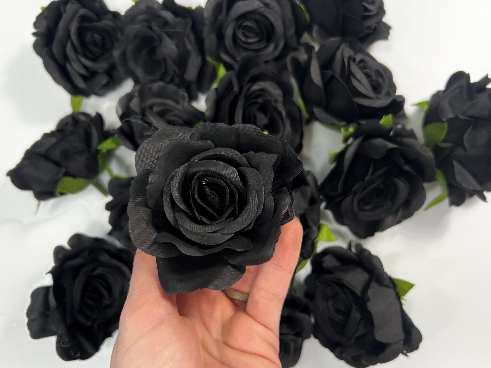 Black Rose Head Artificial 2” Wedding Black Rose Small Flower Heads Black Wedding Supplies Craft Black Roses Silk DIY Black Flower Heads