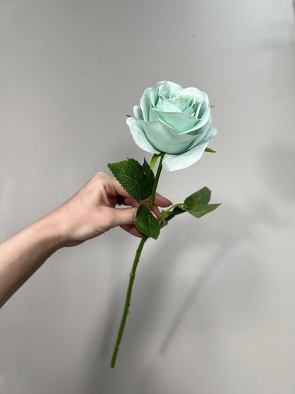 Teal Sea Glass Beach Mint Rose Artificial Flower Heads On Stem Light Teal Aqua Mist Ocean Breeze Coastal Blue Ocean Sage Green Seafoam Craft