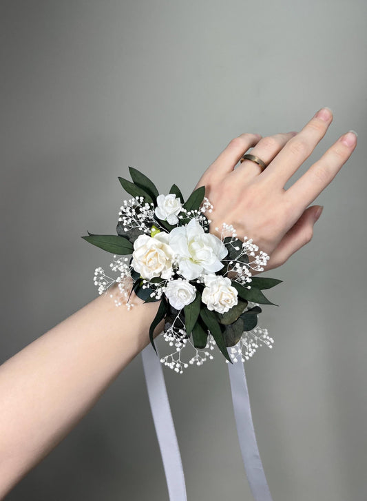 White Corsage Wedding Eucalyptus Corsage Wrist Corsage Bridesmaids White Mom Corsage Ivory Baby Breath Accessories Artificial Flower Reddit