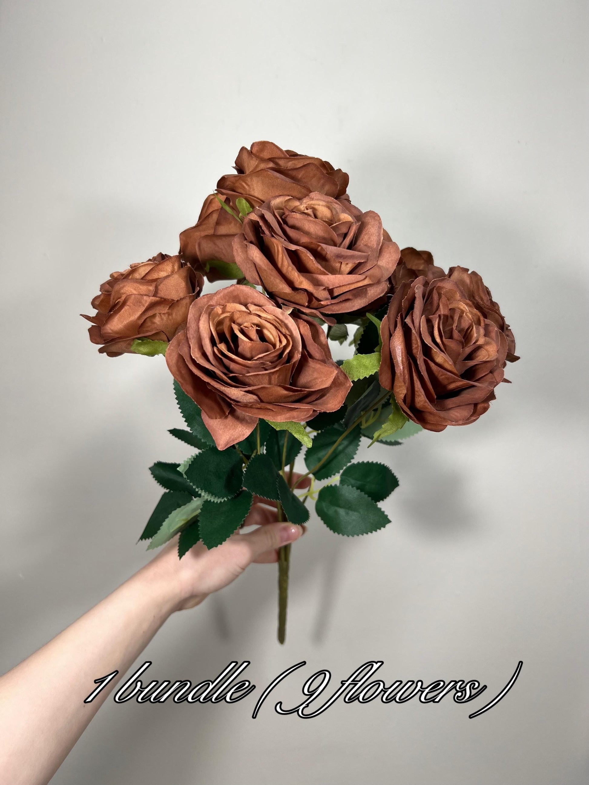 Brown Flowers 1 Bundle Artificial Terracotta Flowers Wedding Chocolate Brown Flowers Silk Bouquet Rust Flower Heads with Stems Terracotta