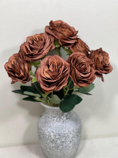 Brown Flowers 1 Bundle Artificial Terracotta Flowers Wedding Chocolate Brown Flowers Silk Bouquet Rust Flower Heads with Stems Terracotta