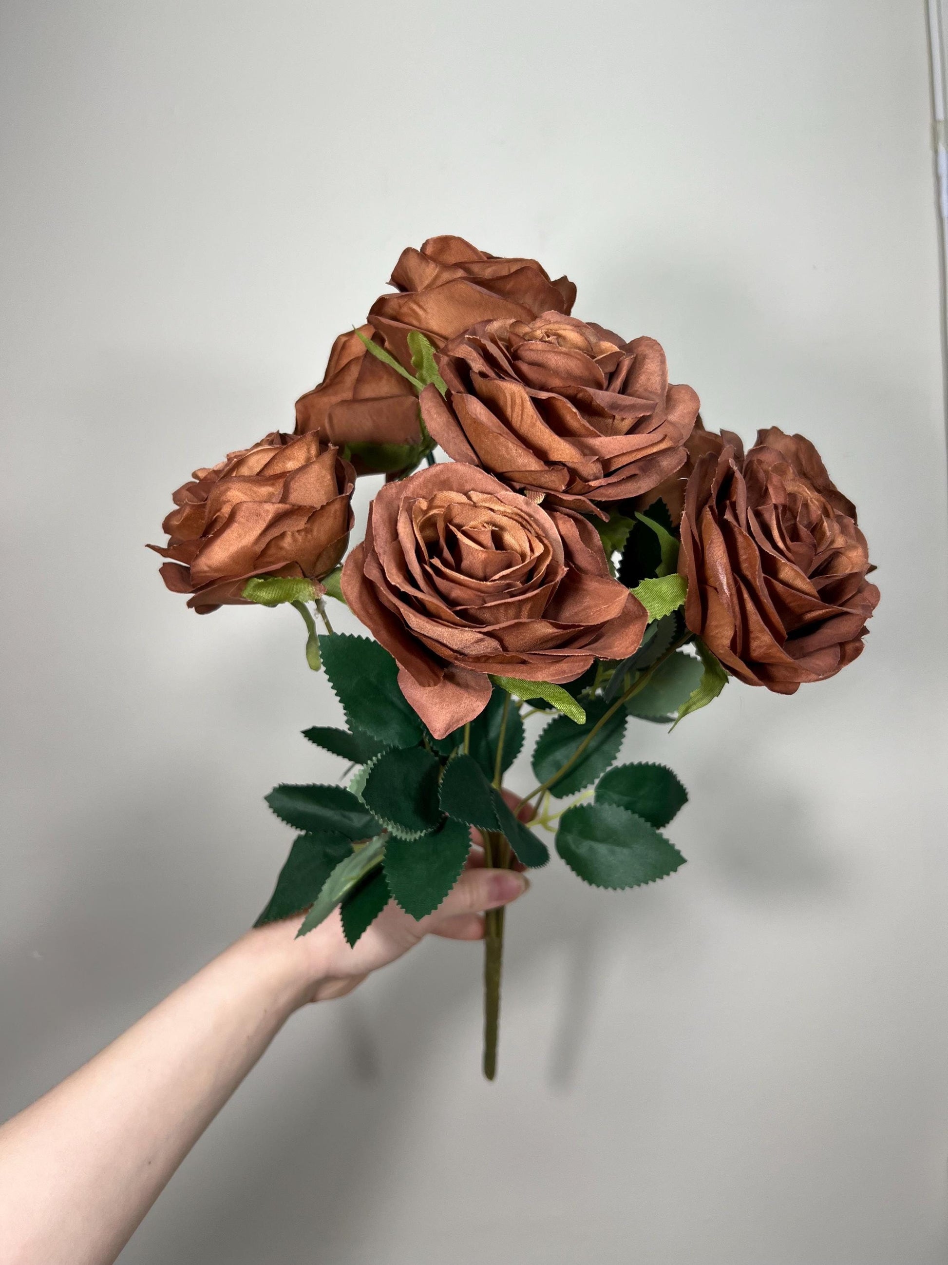Brown Flowers 1 Bundle Artificial Terracotta Flowers Wedding Chocolate Brown Flowers Silk Bouquet Rust Flower Heads with Stems Terracotta