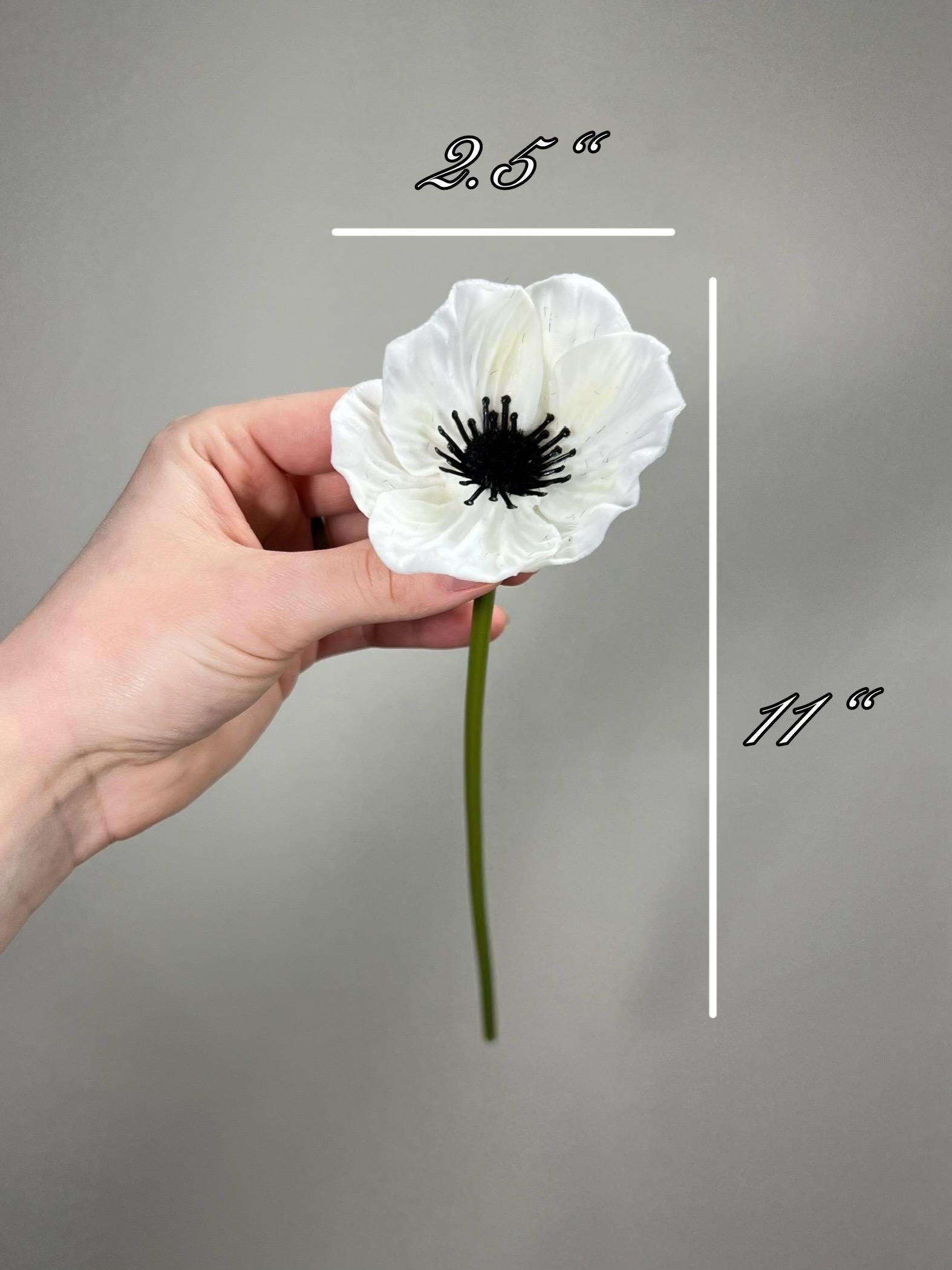 Anemone Artificial Flower Wedding Anemone White Flower Heads with Stems Anemone White Flower Wedding Supply Anemone Flowers Poppy Real Touch