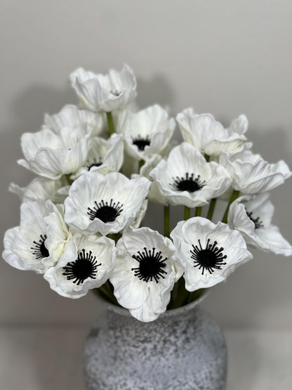 Anemone Artificial Flower Wedding Anemone White Flower Heads with Stems Anemone White Flower Wedding Supply Anemone Flowers Poppy Real Touch