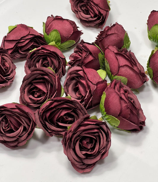Burgundy Flower Head 1.5 inch Wedding Burgundy Flower Heads Rose Burgundy Wedding Craft Supplies Burgundy Artificial Rose Head Burgundy