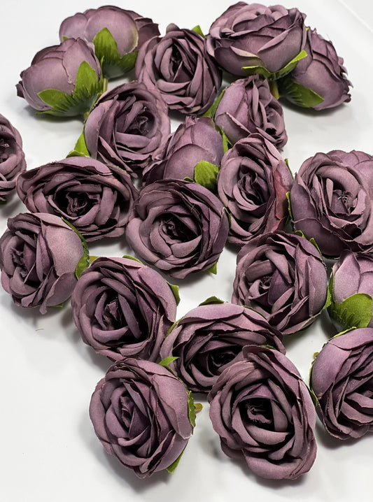 Plum Flower Head 1.5 “ Wedding Dark Purple Flower Heads Rose Deep Purple Wedding Craft Supplies Plum Artificial Rose Head Dark Purple