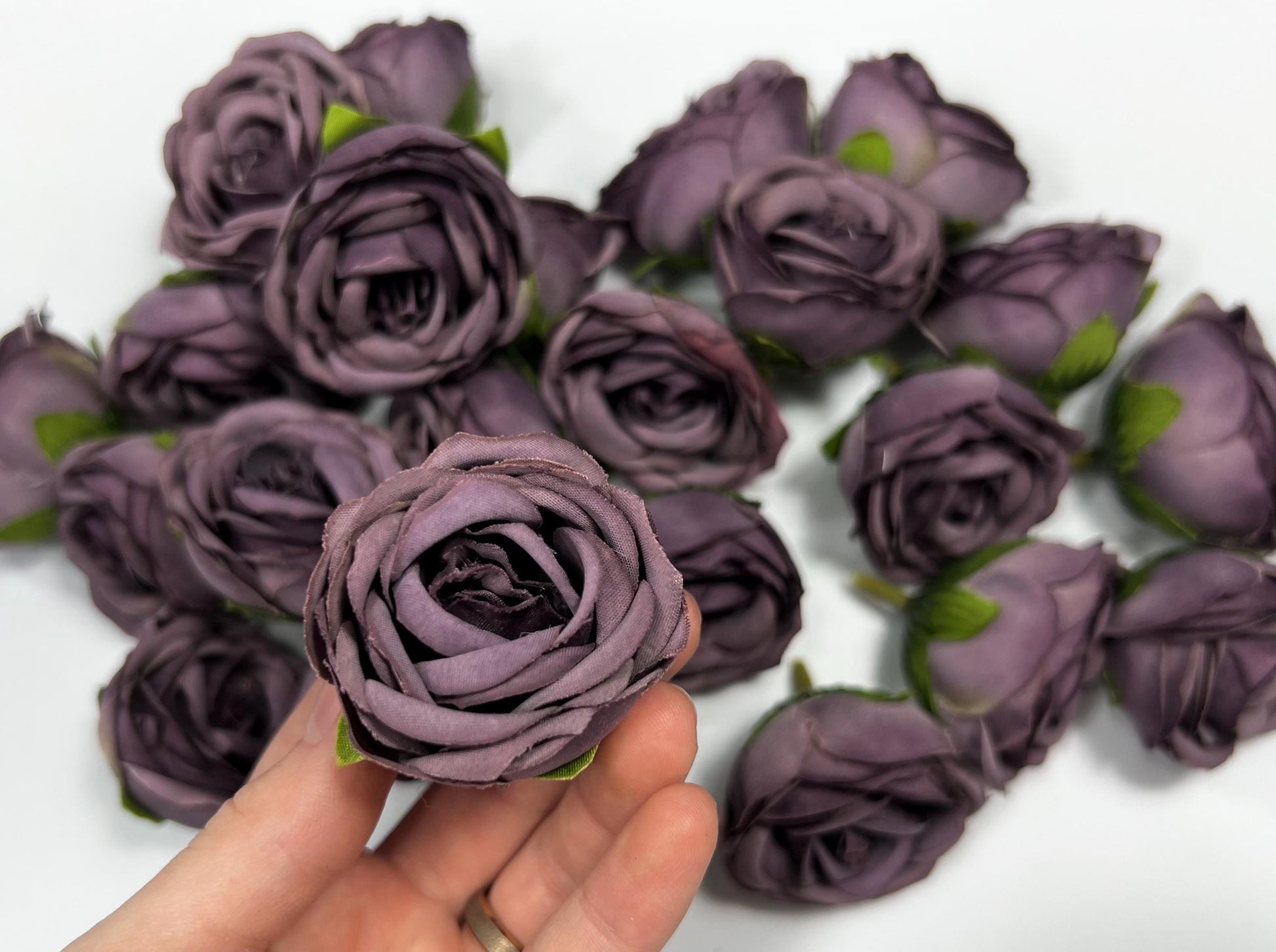 Plum Flower Head 1.5 “ Wedding Dark Purple Flower Heads Rose Deep Purple Wedding Craft Supplies Plum Artificial Rose Head Dark Purple