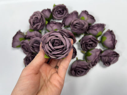 Plum Flower Head 1.5 “ Wedding Dark Purple Flower Heads Rose Deep Purple Wedding Craft Supplies Plum Artificial Rose Head Dark Purple
