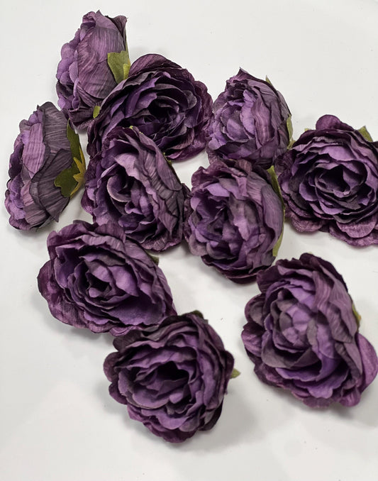 Purple Flower Head 1.5 “ Wedding Dark Purple Flower Heads Rose Deep Purple Wedding Craft Supplies Plum Artificial Rose Head Dark Purple