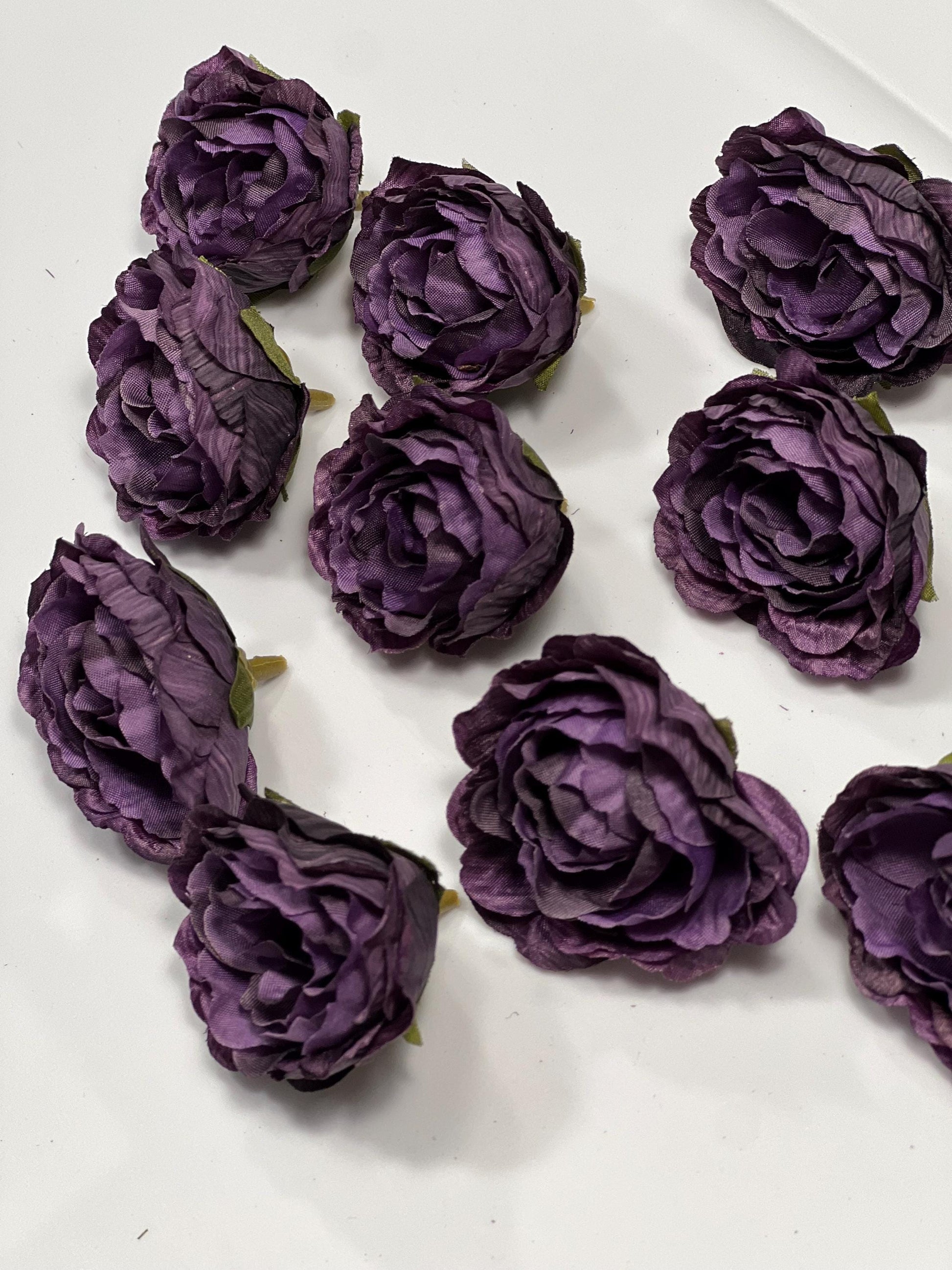 Purple Flower Head 1.5 “ Wedding Dark Purple Flower Heads Rose Deep Purple Wedding Craft Supplies Plum Artificial Rose Head Dark Purple
