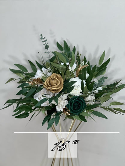 Emerald Green Centerpiece White Gold Table Flower Ball Decoration Emerald Green Gold Table Centerpiece Barrel White Whiskey Ivory Greenery