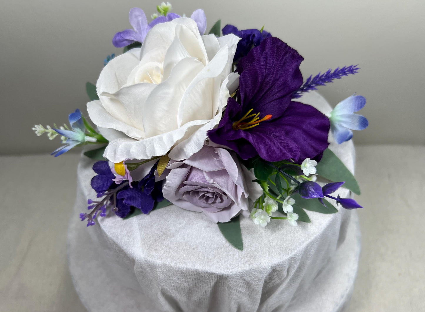 Purple Cake Decoration Wedding Topper White Purple Flower Decor Cake Arrangements Plum Cake Decoration Lavender Flower Violet Cake Decor