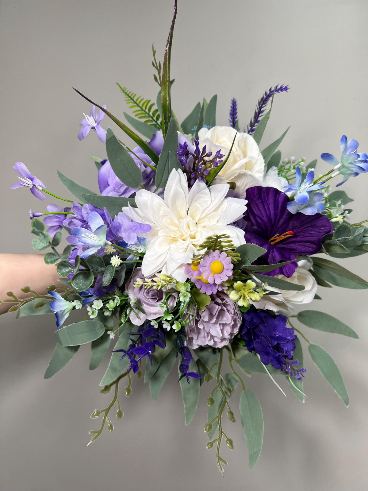 Purple Bouquet Wedding Bridal Lavender Bouquet Wild Flowers Bridesmaids White Purple Bouquet Plum Artificial Flowers Violet Bouquet Lilac