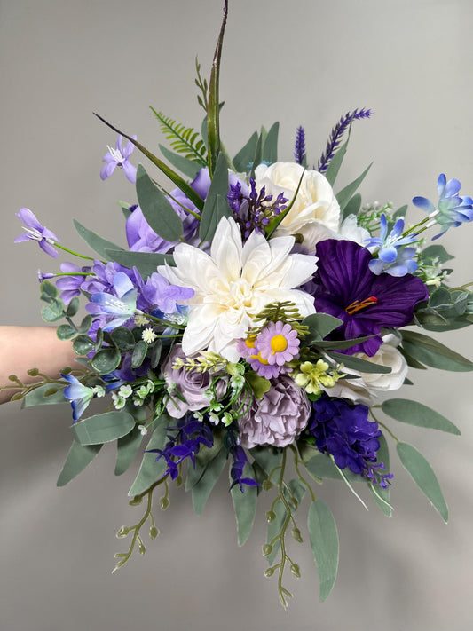 Purple Bouquet Wedding Bridal Lavender Bouquet Wild Flowers Bridesmaids White Purple Bouquet Plum Artificial Flowers Violet Bouquet Lilac