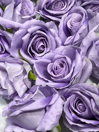 Violet Rose Head 3.5” Wedding Artificial Purple Flower Head Heads Lavender Craft Supplies Wedding Lilac Rose Head Home Decor Royal Purple