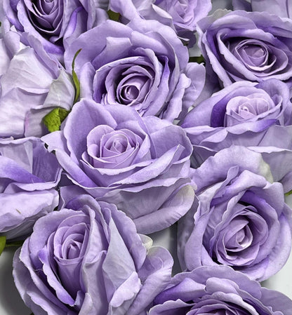 Violet Rose Head 3.5” Wedding Artificial Purple Flower Head Heads Lavender Craft Supplies Wedding Lilac Rose Head Home Decor Royal Purple